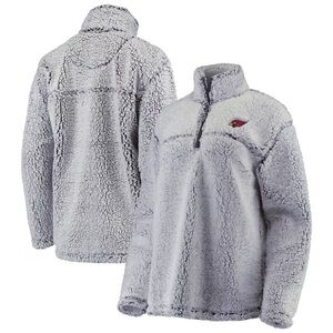 NFL Arizona Cardinals Gray Sherpa Quarter-Zip Cozy Lining Pullover Jacket Size S